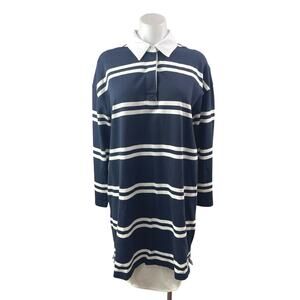NEW Abercrombie & Fitch Blue Striped Collared Long Sleeve Polo Sweater Dress M